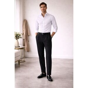 LORO PIANA NEIMAN MARCUS 130s WOOL Pinot Black‎ Dress Pants 33x28 ITALY MADE